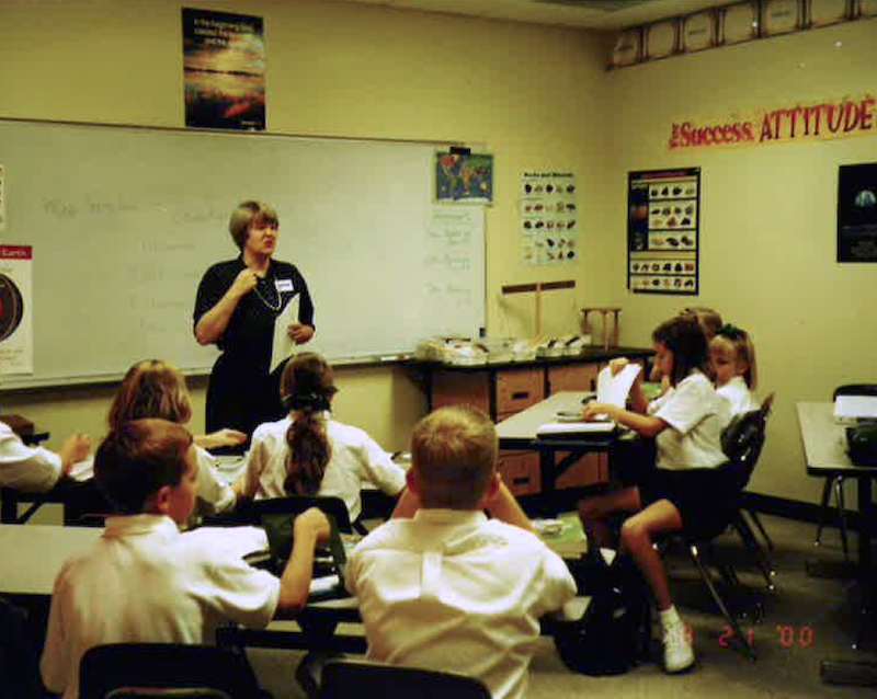 Lin Mayberry teaching in her 3rd grade classroom at Legacy Christian Academy