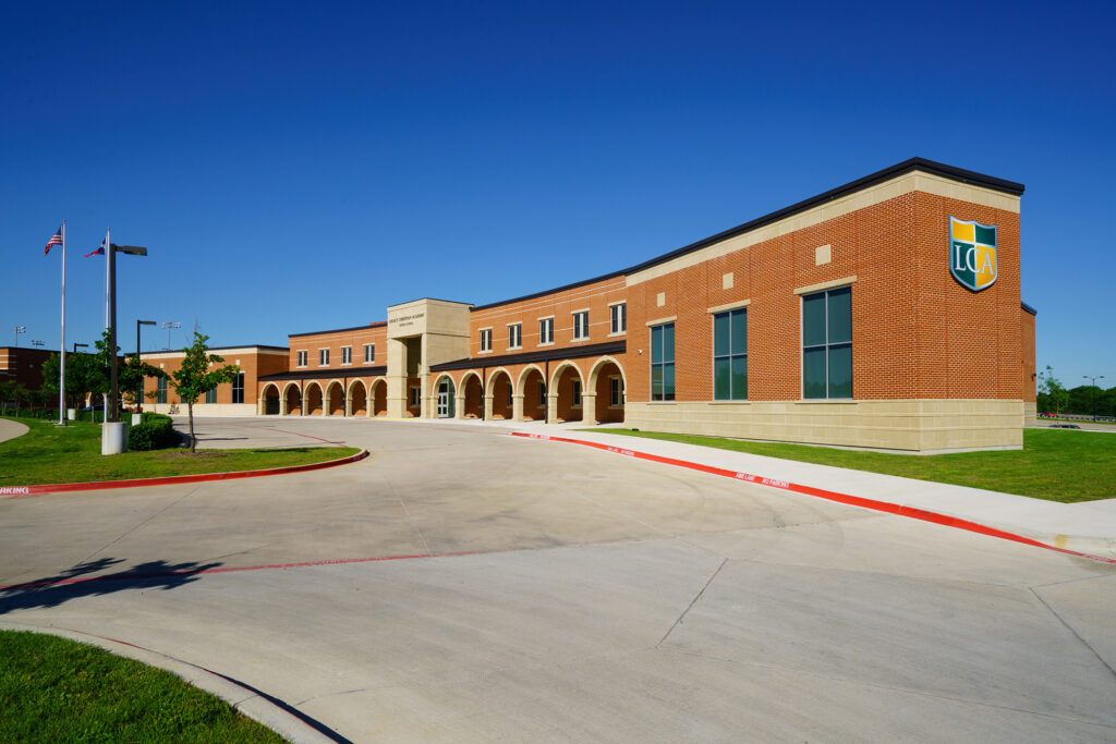 Legacy Christian Academy high school students collaborating on campus